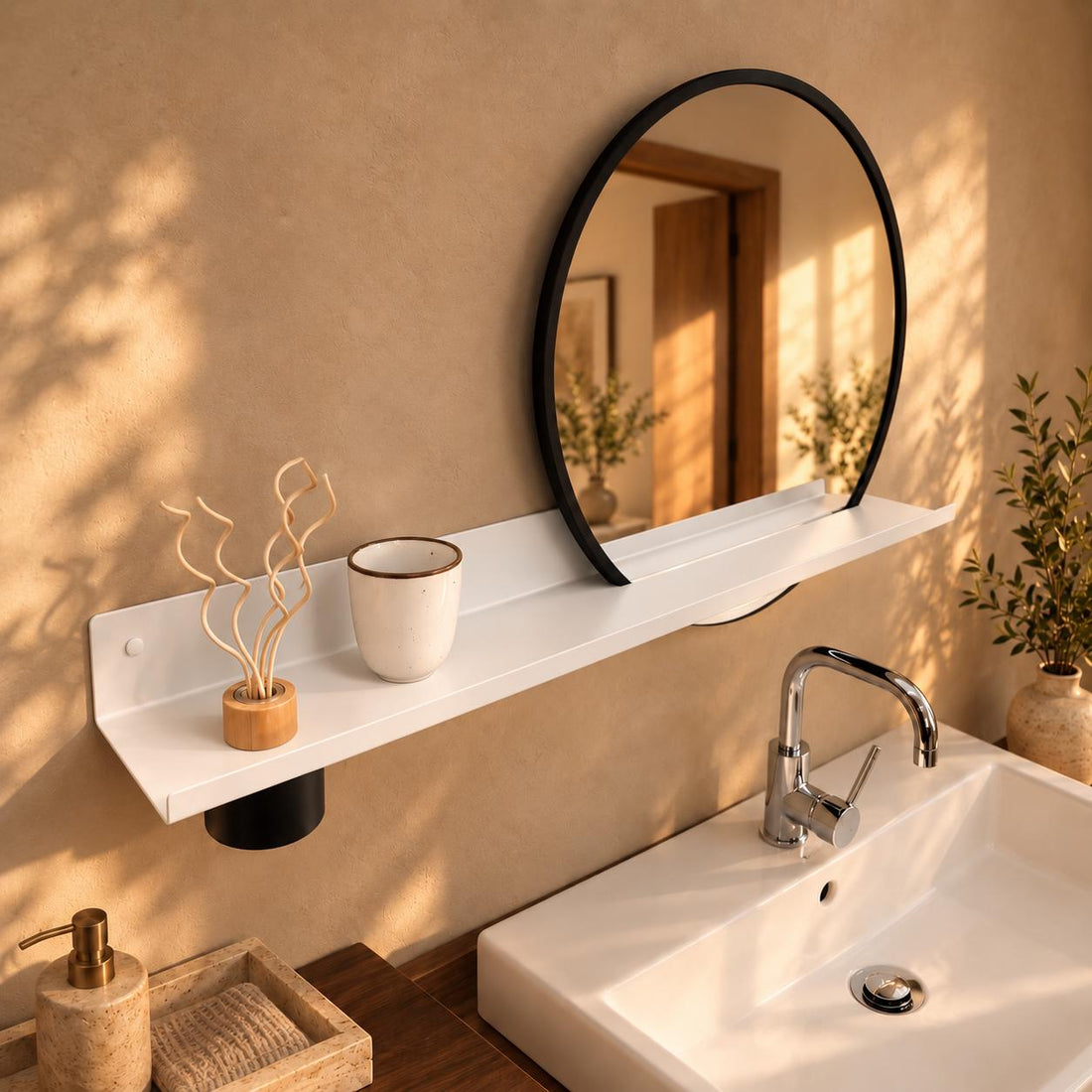 Wandplank Dimaro Wit - met spiegel en diffuser