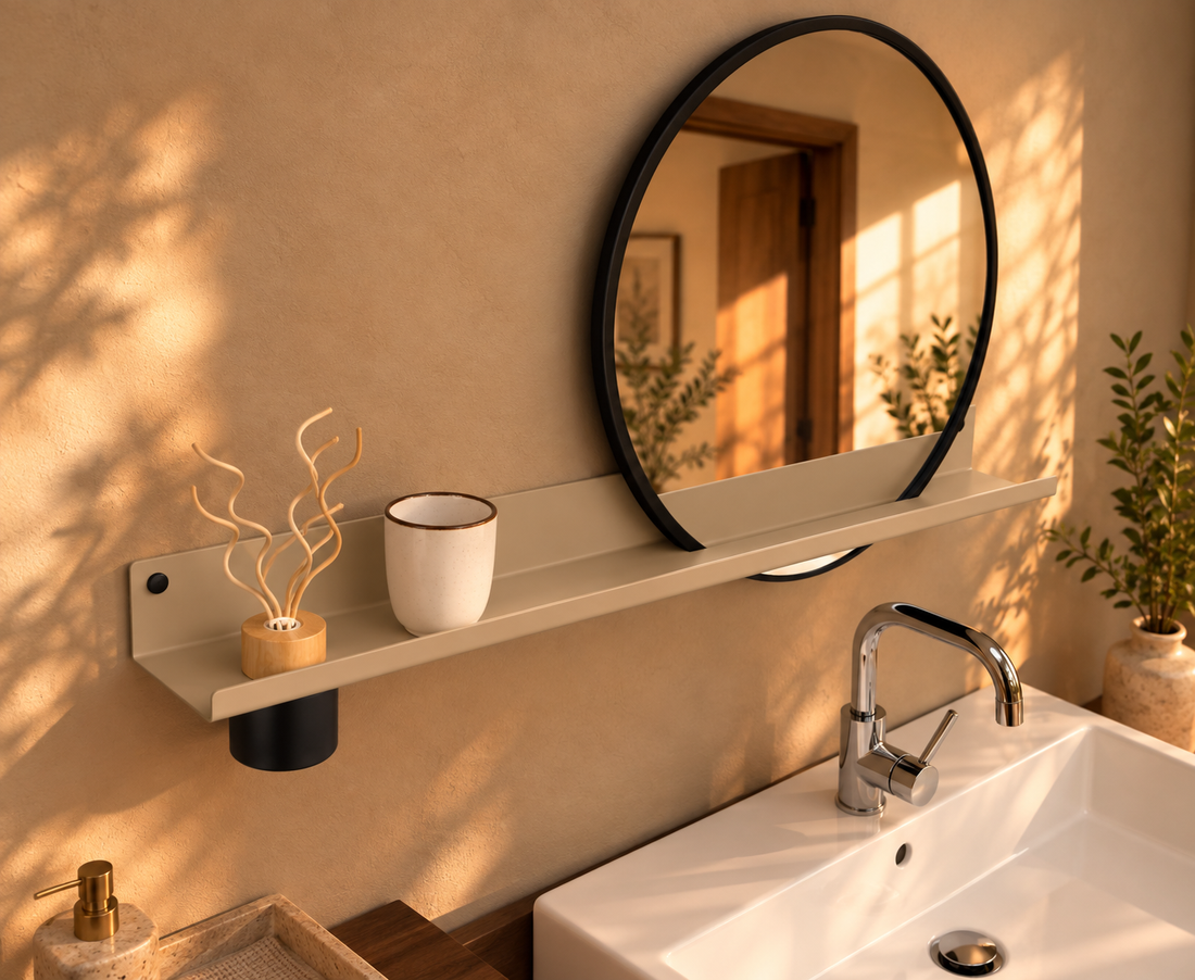 Wandplank Dimaro Beige met spiegel en diffuser
