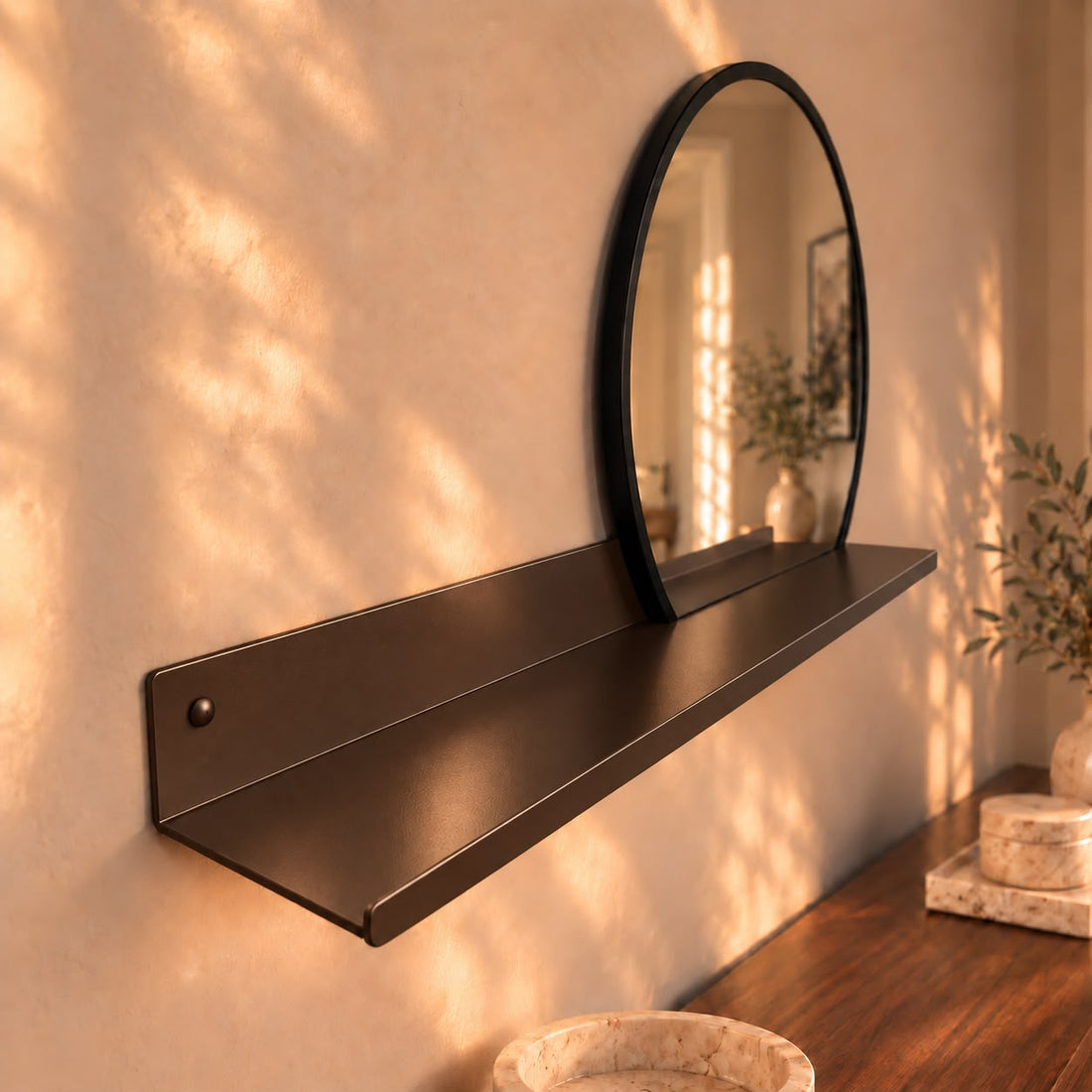 Wandplank Belvi met spiegel - Brons