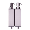 Zeepdispenser 2 reservoirs - Geborsteld RVS - Witte achtergrond