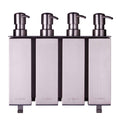 Zeepdispenser 4 reservoirs - Geborsteld RVS - Witte achtergrond - wand montage
