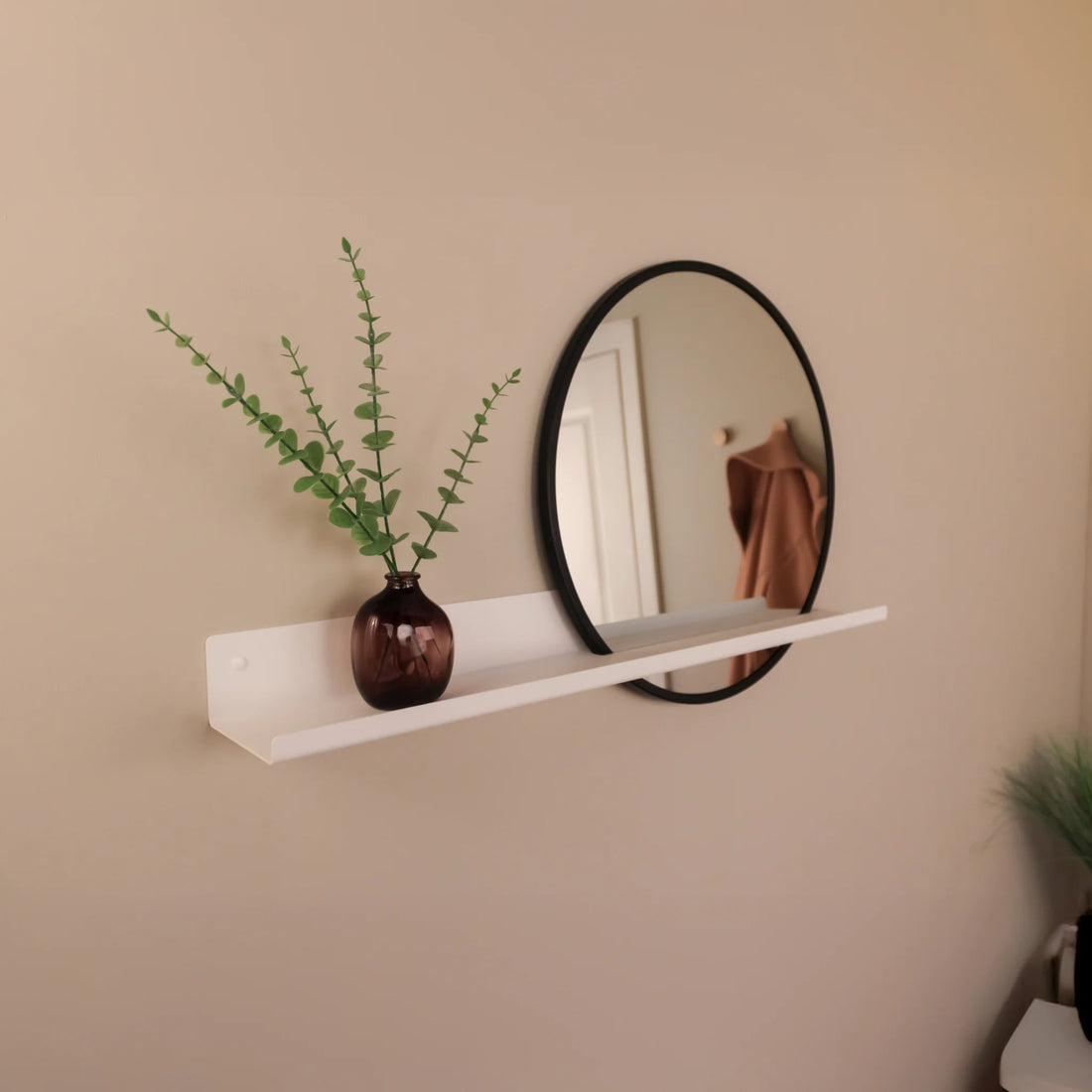 Wandplank belvi met spiegel wit 06