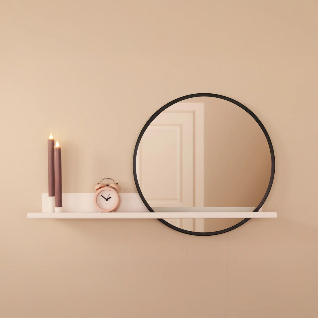 Wandplank candelo wit met spiegel en kaarsen 08